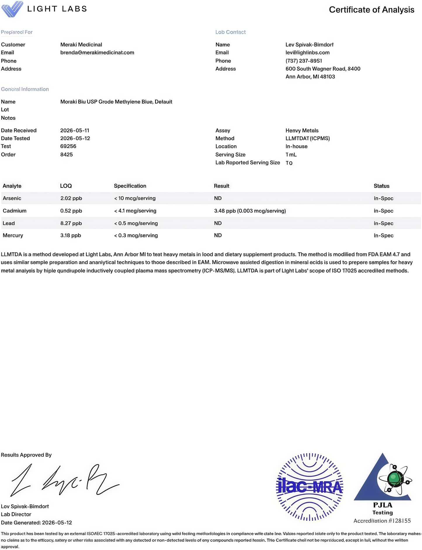 Meraki Blu USP Grade Methylene Blue Solution – Third-Party Tested 1% Liquid Formula, High Purity Blue Formula, 30ml Glass Dropper Bottle